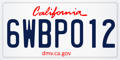CA license plate 6WBP012