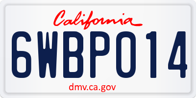 CA license plate 6WBP014