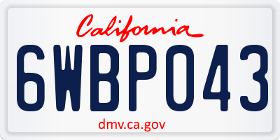 CA license plate 6WBP043