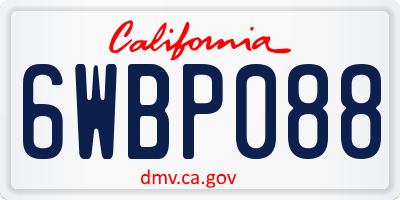 CA license plate 6WBP088