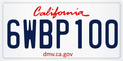 CA license plate 6WBP100