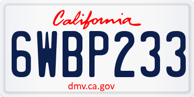 CA license plate 6WBP233