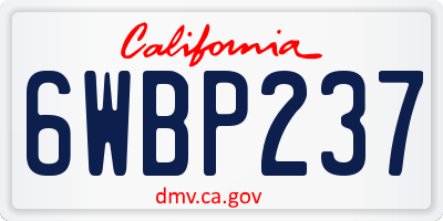 CA license plate 6WBP237