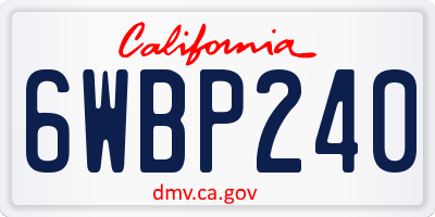 CA license plate 6WBP240