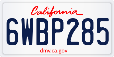 CA license plate 6WBP285