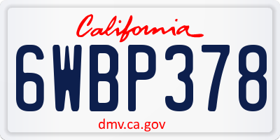 CA license plate 6WBP378