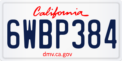 CA license plate 6WBP384