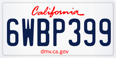 CA license plate 6WBP399