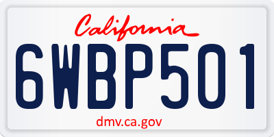 CA license plate 6WBP501