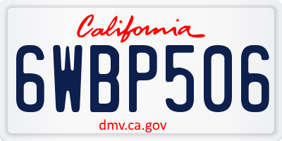 CA license plate 6WBP506