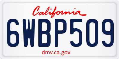 CA license plate 6WBP509