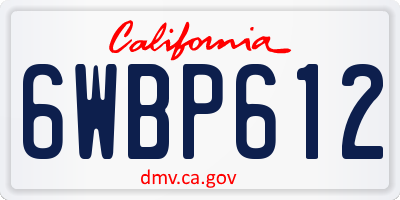 CA license plate 6WBP612