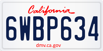 CA license plate 6WBP634