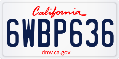 CA license plate 6WBP636