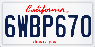 CA license plate 6WBP670