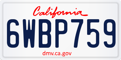 CA license plate 6WBP759