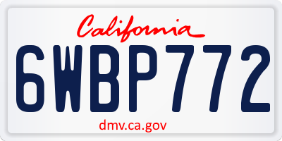 CA license plate 6WBP772