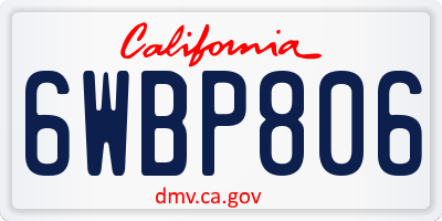 CA license plate 6WBP806