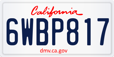 CA license plate 6WBP817