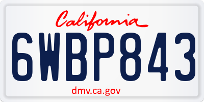 CA license plate 6WBP843