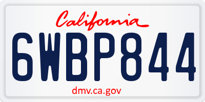 CA license plate 6WBP844