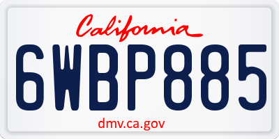 CA license plate 6WBP885