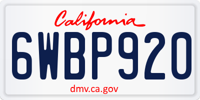 CA license plate 6WBP920