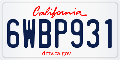 CA license plate 6WBP931