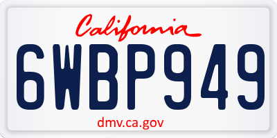 CA license plate 6WBP949