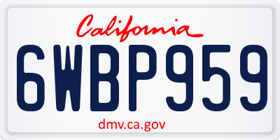 CA license plate 6WBP959