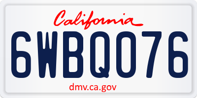CA license plate 6WBQ076