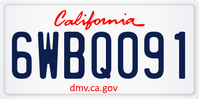 CA license plate 6WBQ091