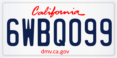 CA license plate 6WBQ099