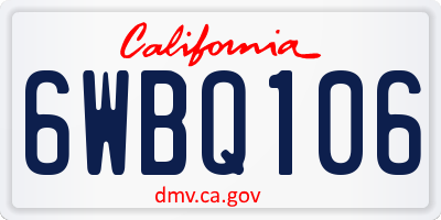 CA license plate 6WBQ106