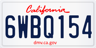CA license plate 6WBQ154