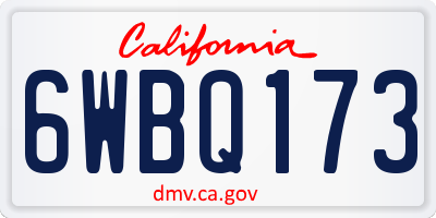 CA license plate 6WBQ173