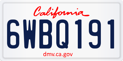 CA license plate 6WBQ191