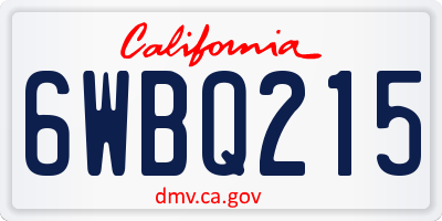 CA license plate 6WBQ215