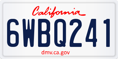 CA license plate 6WBQ241