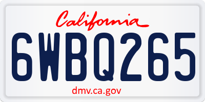 CA license plate 6WBQ265