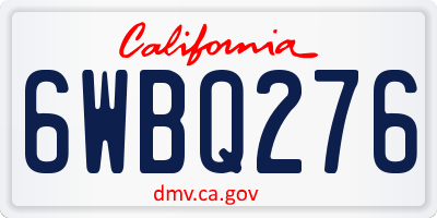 CA license plate 6WBQ276