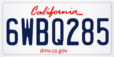 CA license plate 6WBQ285