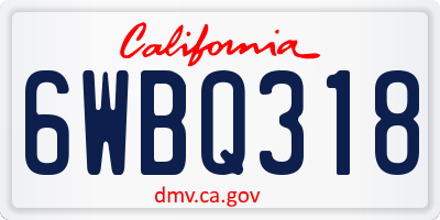 CA license plate 6WBQ318