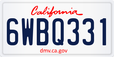 CA license plate 6WBQ331
