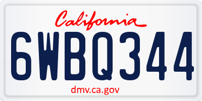 CA license plate 6WBQ344