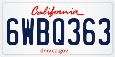 CA license plate 6WBQ363