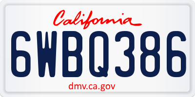 CA license plate 6WBQ386
