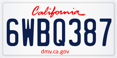 CA license plate 6WBQ387