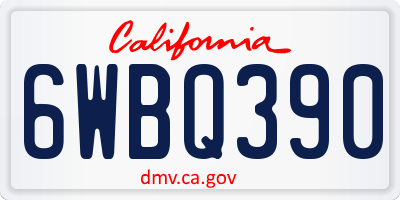 CA license plate 6WBQ390