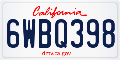 CA license plate 6WBQ398
